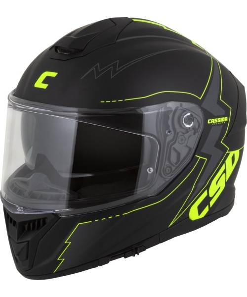 Täieliku näoga kiivrid Cassida: Motociklininko šalmas Cassida Integral GT 2.1 Flash Matinė juoda/juodai geltona/tamsiai pilka