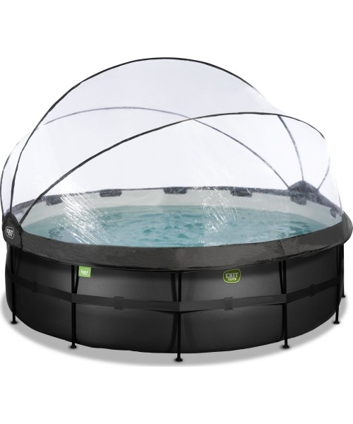 Maapealsed basseinid Exit: EXIT Black Leather pool ø450x122cm with sand filter pump and dome and heat pump - black