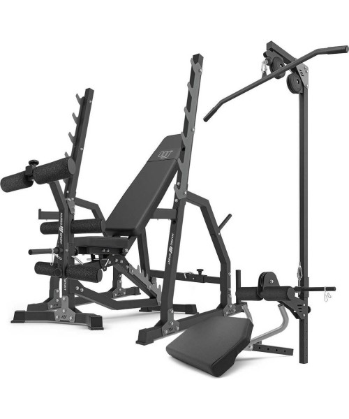 Barbell & Squat Stands Marbo Sport: Komplektas MS36_2.0 | Dvigubas reguliuojamas treniruočių suolas + portalo stendai + maldo...