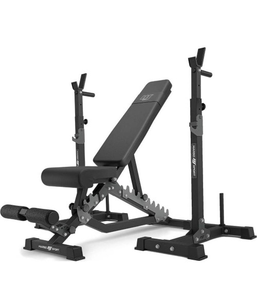 Barbell & Squat Stands Marbo Sport: Komplektas MS34_2.0 | dvipusis suoliukas + daugiapakopiai štangos stovai (2 vnt.) su paga...