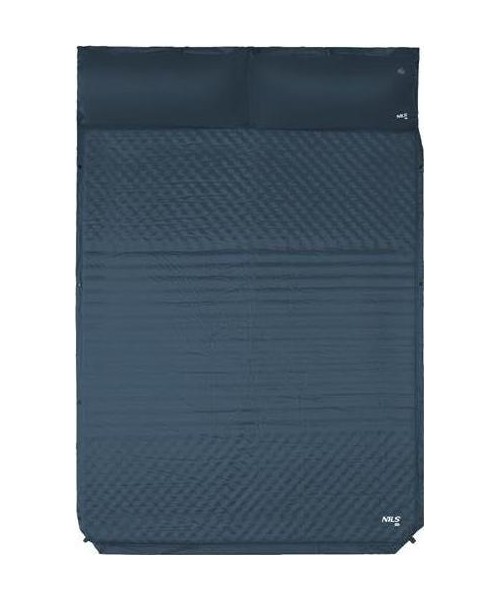 Inflatable Camping Mats Nils Camp: NC4060 ANTRACITO SPALVOS SAVAIME PRIPUČIAMAS DVIGUBAS KILIMĖLIS SU PAGALVĖLE NILS CAMP